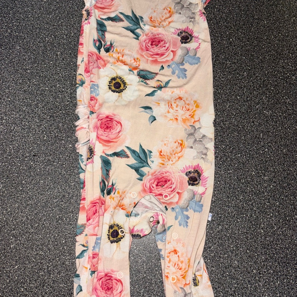 Cream and Pink Floral Bodysuit with Elegant Design